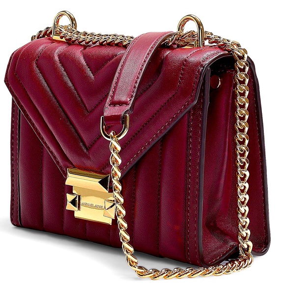 Michael Kors Oxblood Large Quilted Whitney Bag - Picture 1 of 9